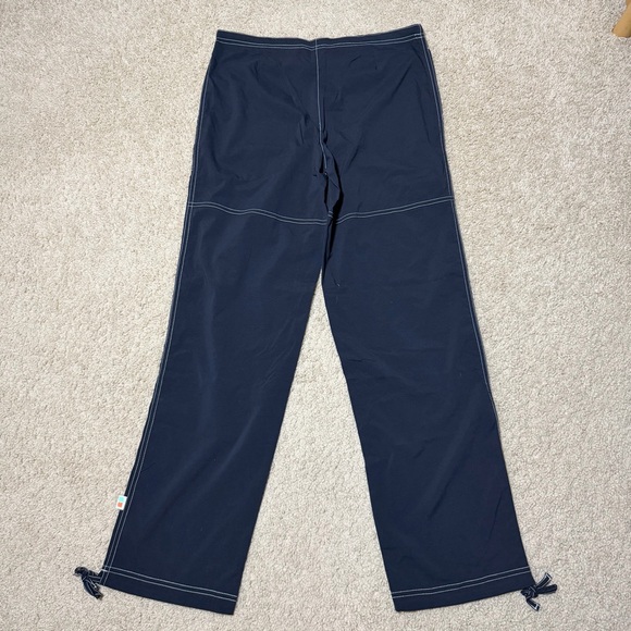 Lucy Y2K Black Drawstring Wide Leg Pants White Stitching Size XSmall XS - Picture 7 of 13